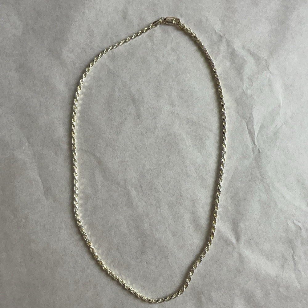 Sterling Silver 925 Twist Rope Chain Necklace Lobster Clasp 18in Unisex